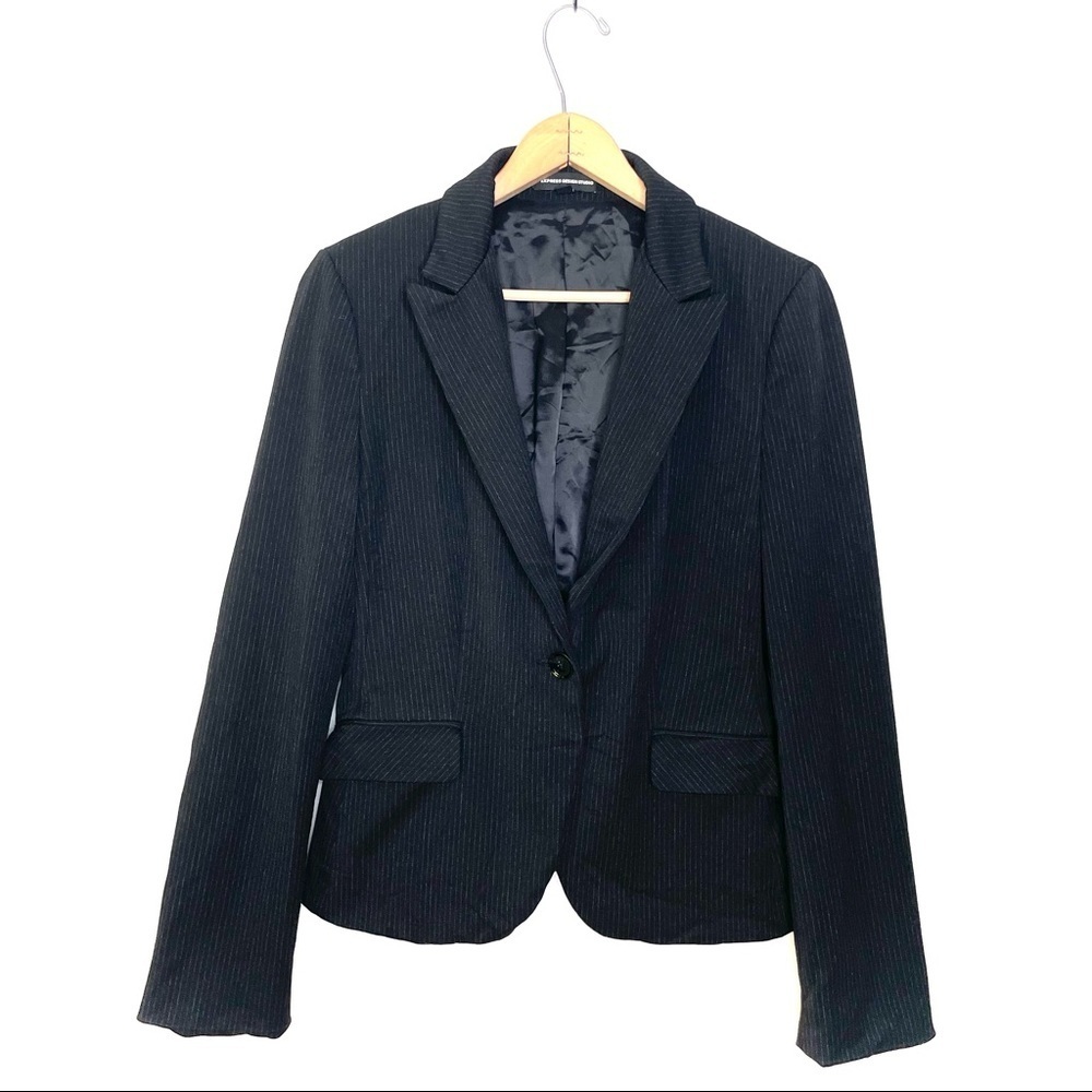 Express Design Studio | Black Pin Stripe Blazer